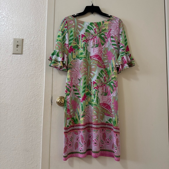 Pappagallo Tropical Green and Pink Mini Dress Size M - Picture 4 of 6